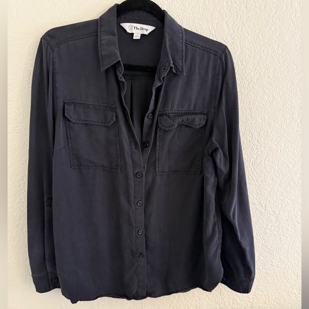 The Drop Women's Black Button-Up Blouse